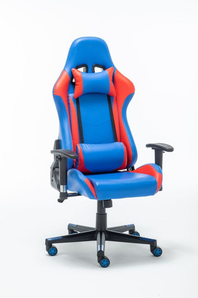 Bezdoteku Kancelárska stolička Viktorka modrá s červenými pruhmi